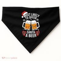 Most Likely To Offer Santa A Beer Christmas Drinking USA-Made Doggie Bandana thumb 0