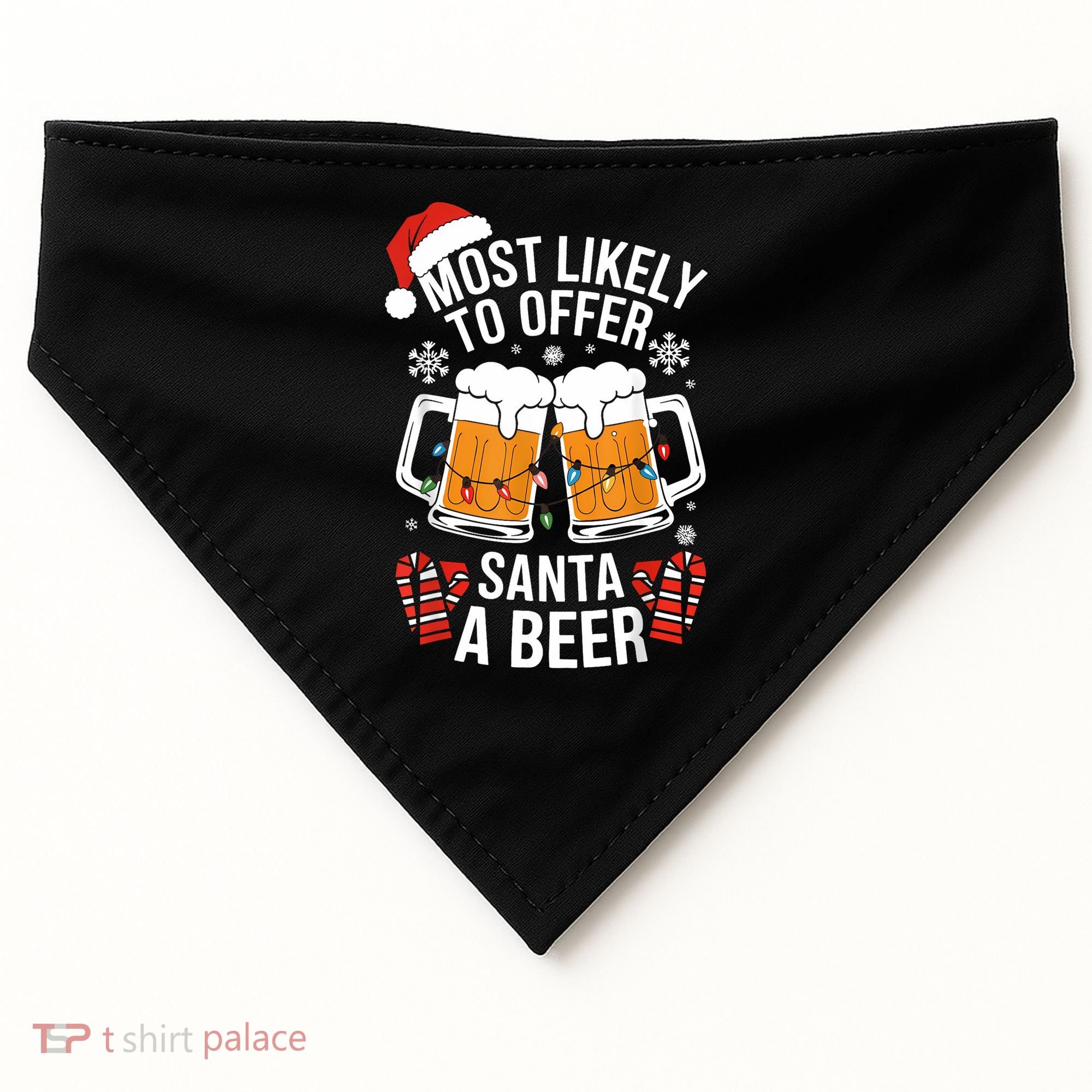Most Likely To Offer Santa A Beer Christmas Drinking USA-Made Doggie Bandana