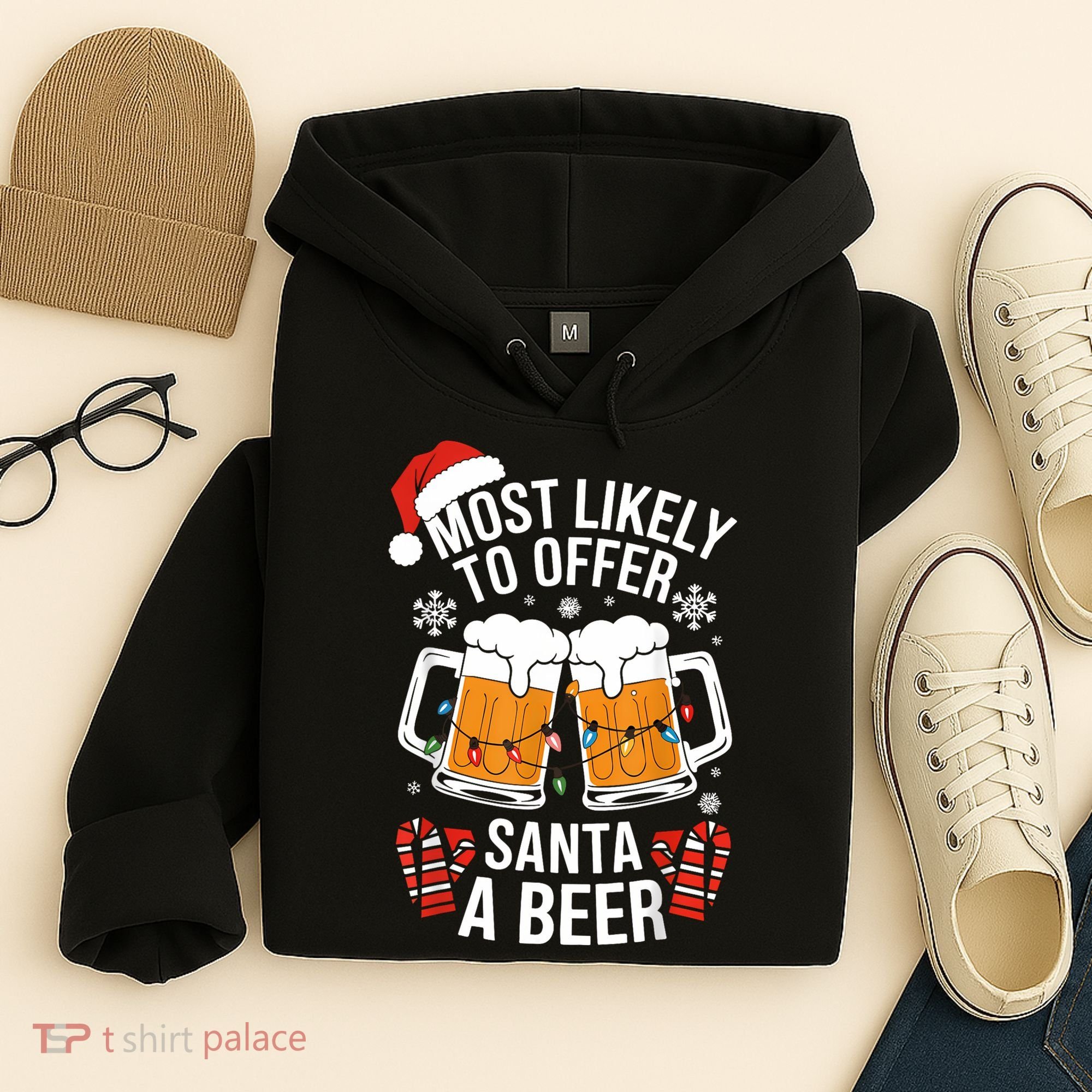 Most Likely To Offer Santa A Beer Christmas Drinking Hoodie