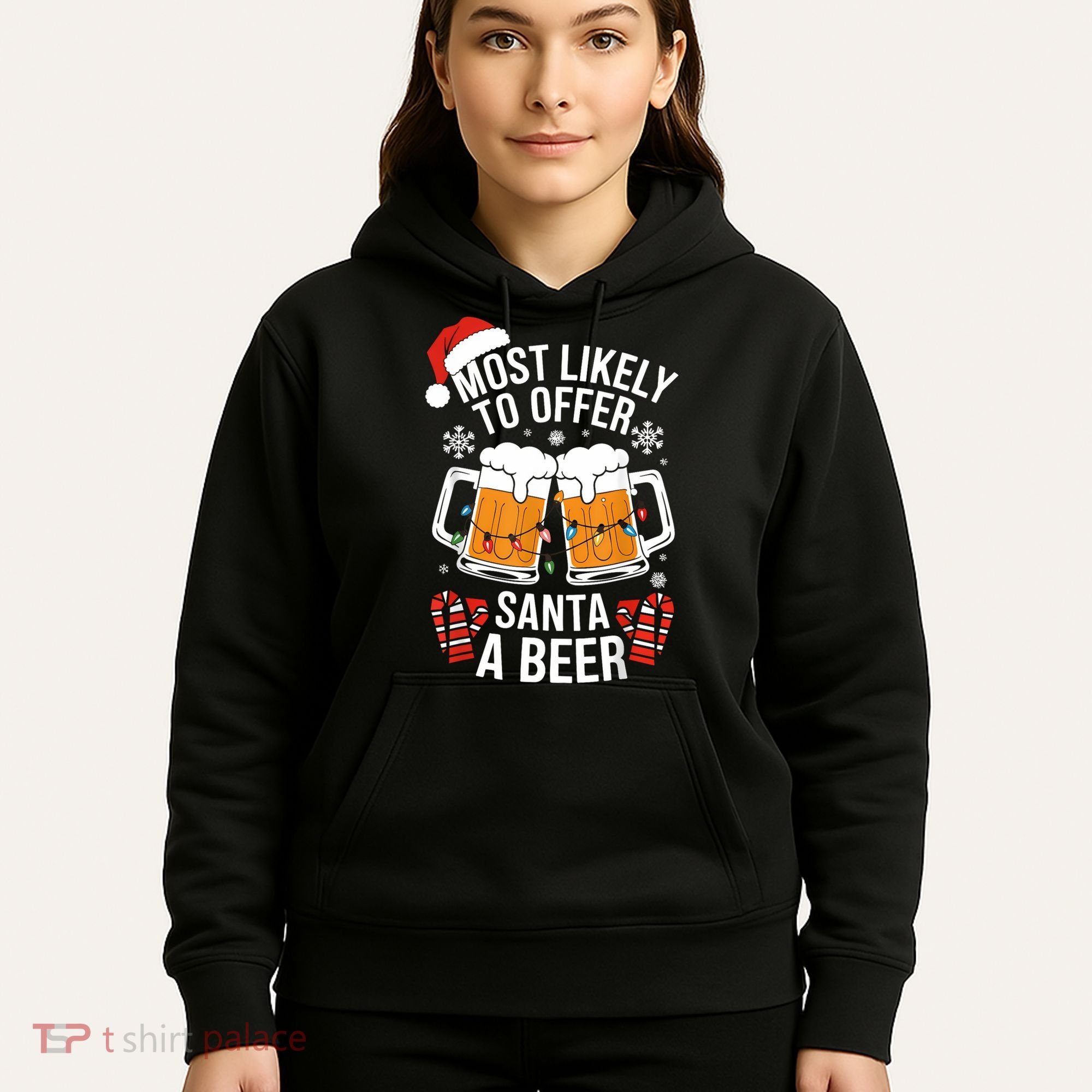 Most Likely To Offer Santa A Beer Christmas Drinking Hoodie