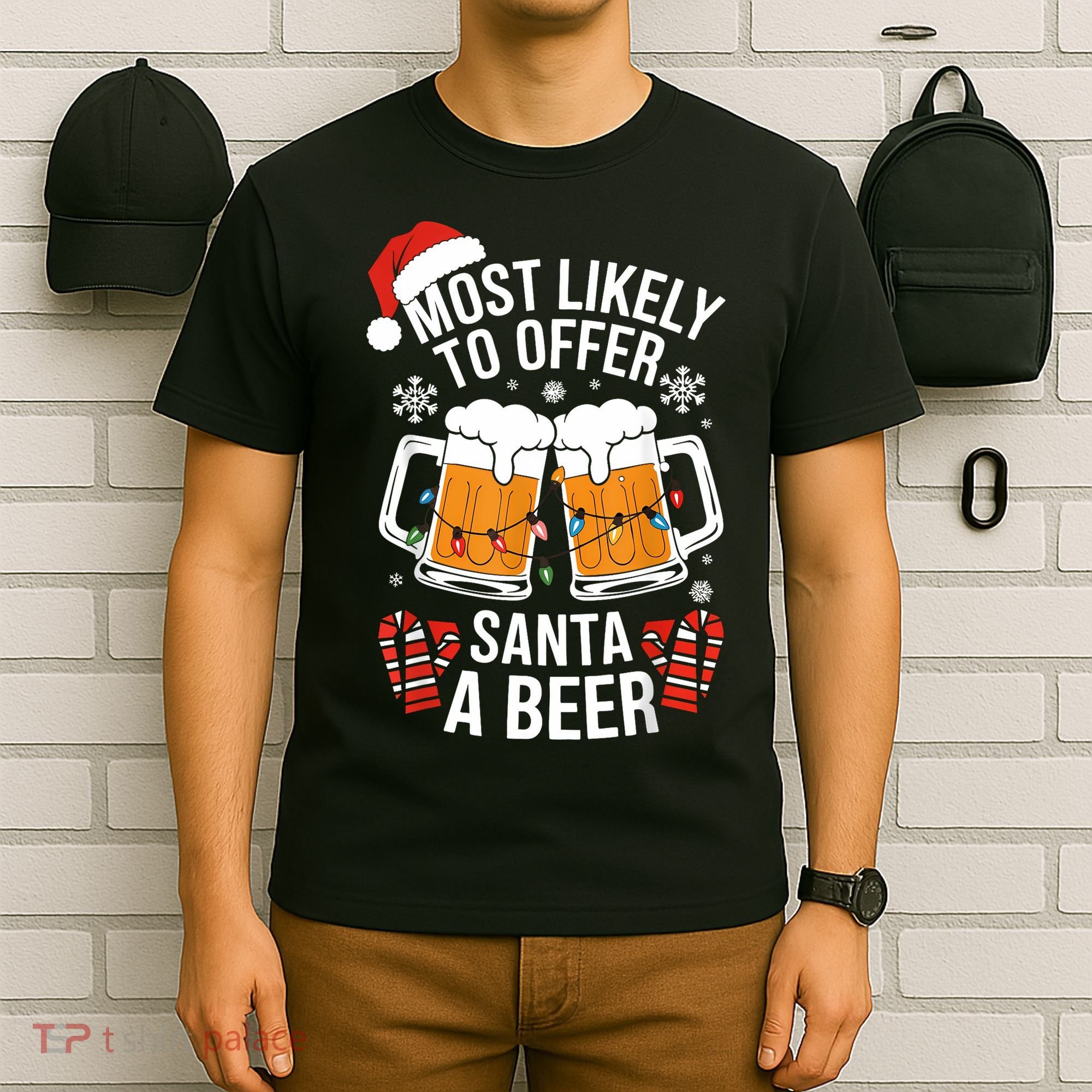Most Likely To Offer Santa A Beer Christmas Drinking T-Shirt
