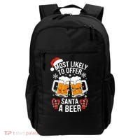 Most Likely To Offer Santa A Beer Christmas Drinking Backpack thumb 0