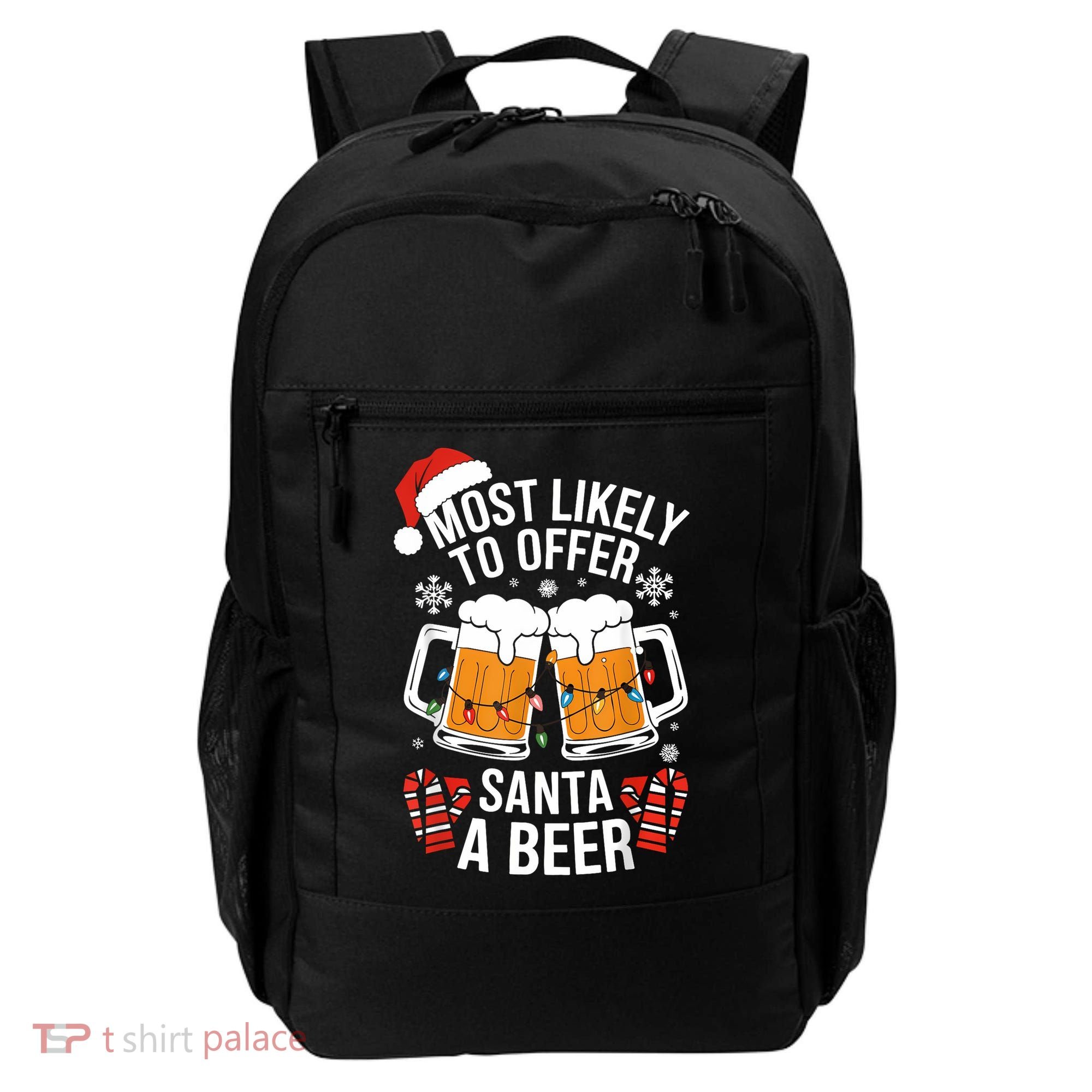 Most Likely To Offer Santa A Beer Christmas Drinking Backpack
