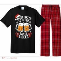 Most Likely To Offer Santa A Beer Christmas Drinking Pajama Set thumb 0