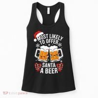 Most Likely To Offer Santa A Beer Christmas Drinking Women's Tank Top thumb 0