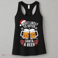 Most Likely To Offer Santa A Beer Christmas Drinking Women's Tank Top thumb 3