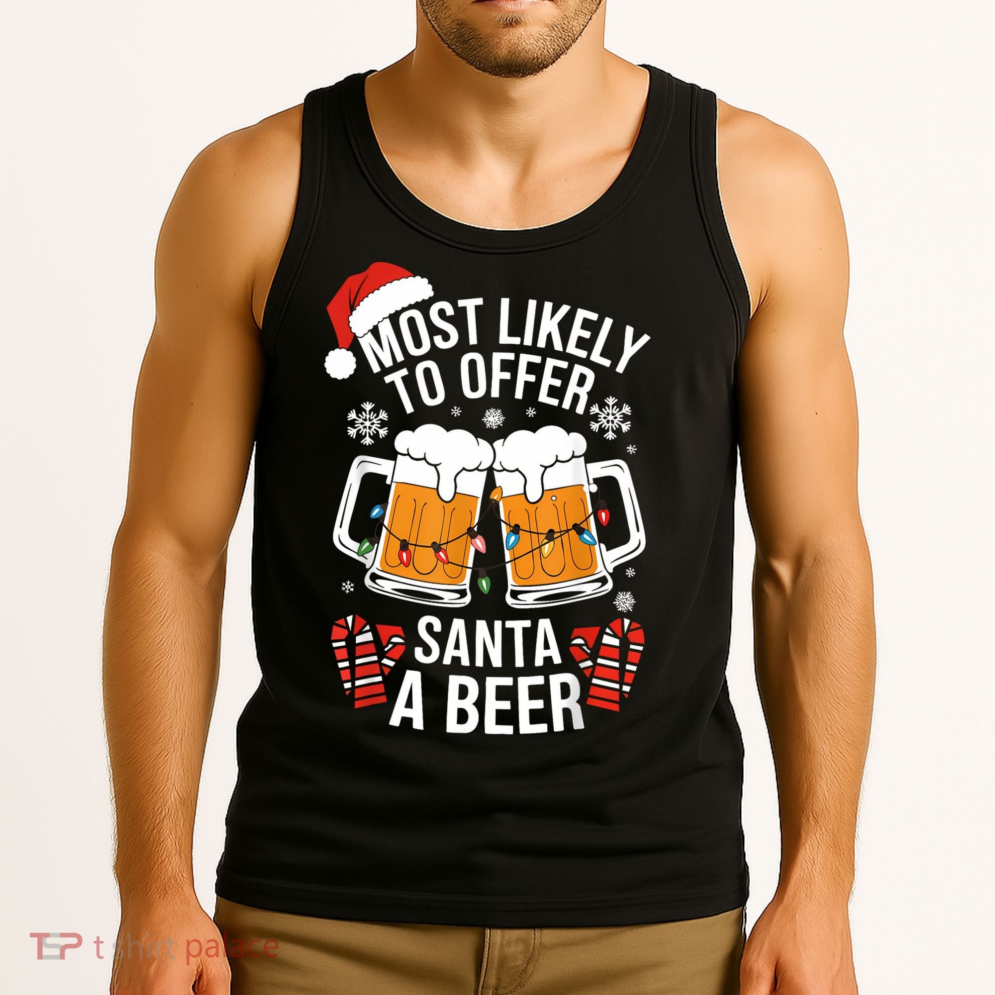 Most Likely To Offer Santa A Beer Christmas Drinking Tank Top
