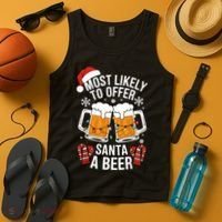 Most Likely To Offer Santa A Beer Christmas Drinking Tank Top thumb 4