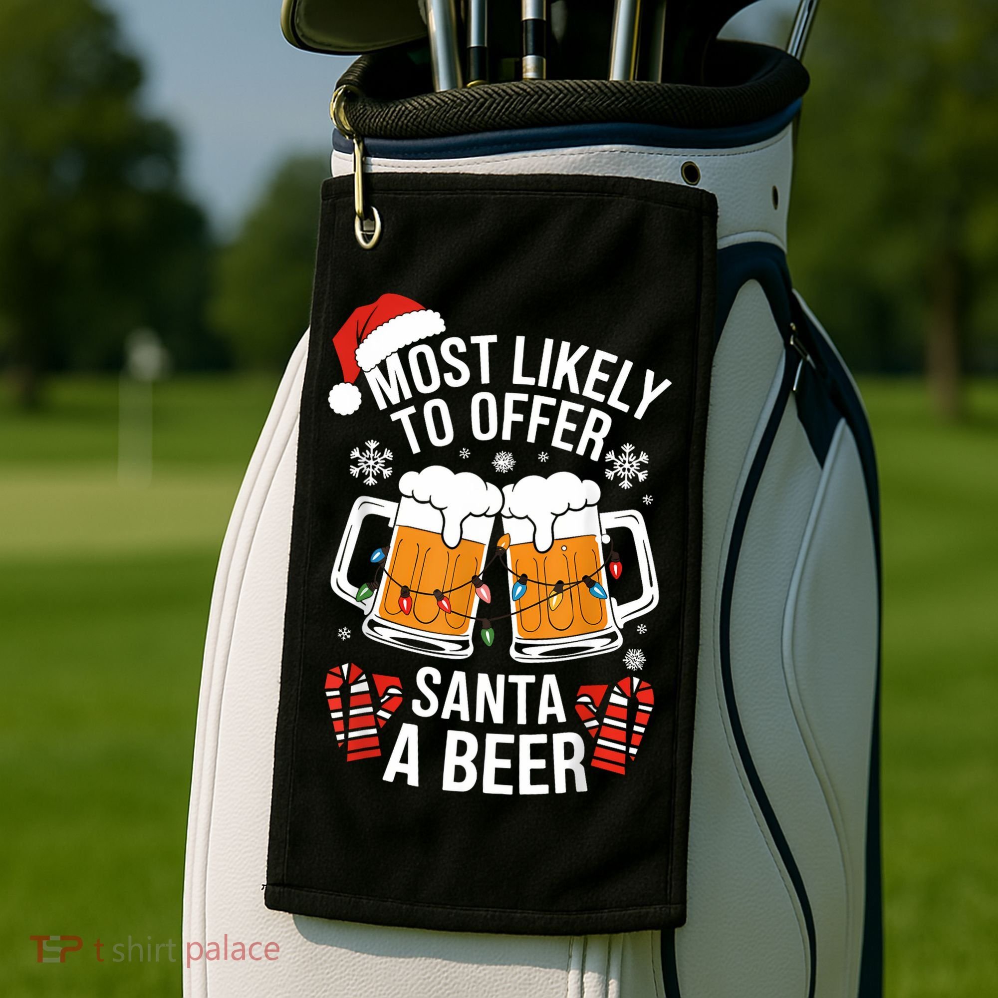 Most Likely To Offer Santa A Beer Christmas Drinking Golf Towel
