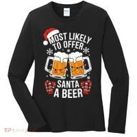 Most Likely To Offer Santa A Beer Christmas Drinking Women's Long Sleeve Shirt thumb 0