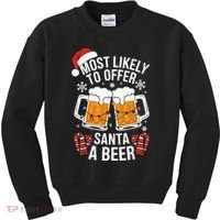 Most Likely To Offer Santa A Beer Christmas Drinking Kids Sweatshirt thumb 0