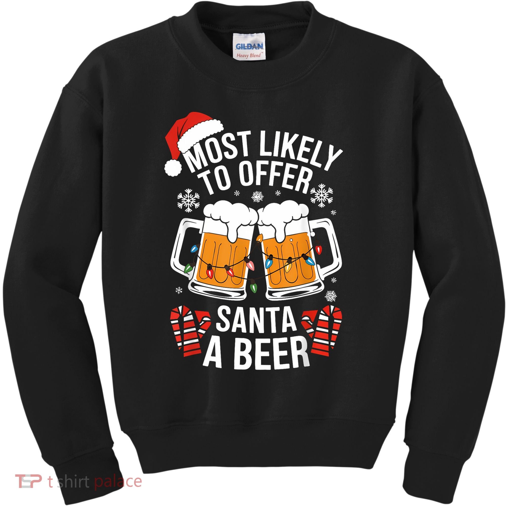 Most Likely To Offer Santa A Beer Christmas Drinking Kids Sweatshirt