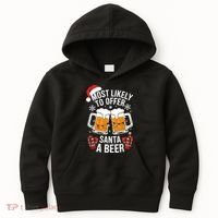 Most Likely To Offer Santa A Beer Christmas Drinking Kids Hoodie thumb 0