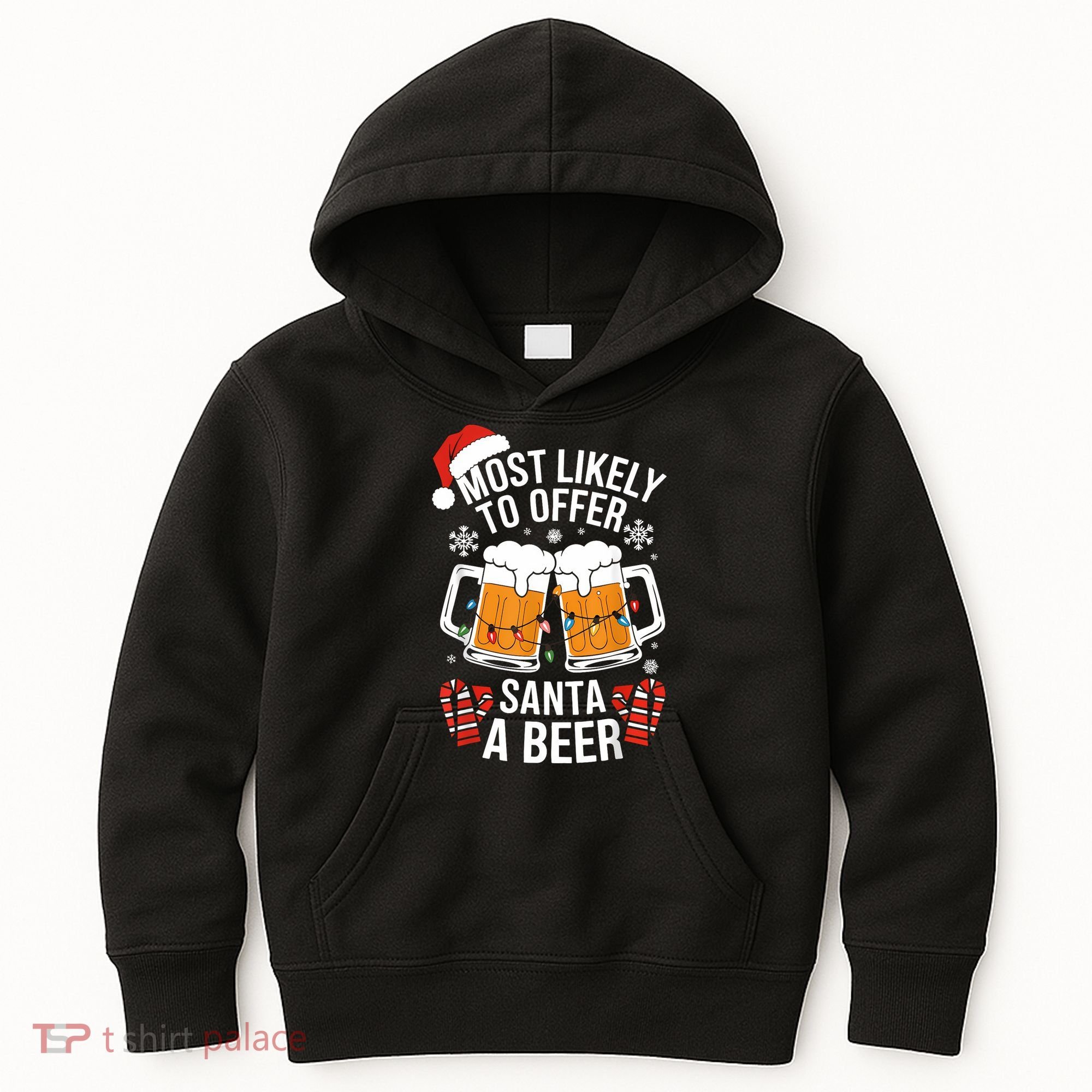 Most Likely To Offer Santa A Beer Christmas Drinking Kids Hoodie