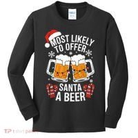 Most Likely To Offer Santa A Beer Christmas Drinking Kids Long Sleeve Shirt thumb 0