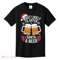 Most Likely To Offer Santa A Beer Christmas Drinking Kids T-Shirt thumb 0