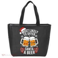Most Likely To Offer Santa A Beer Christmas Drinking Tote Bag thumb 0