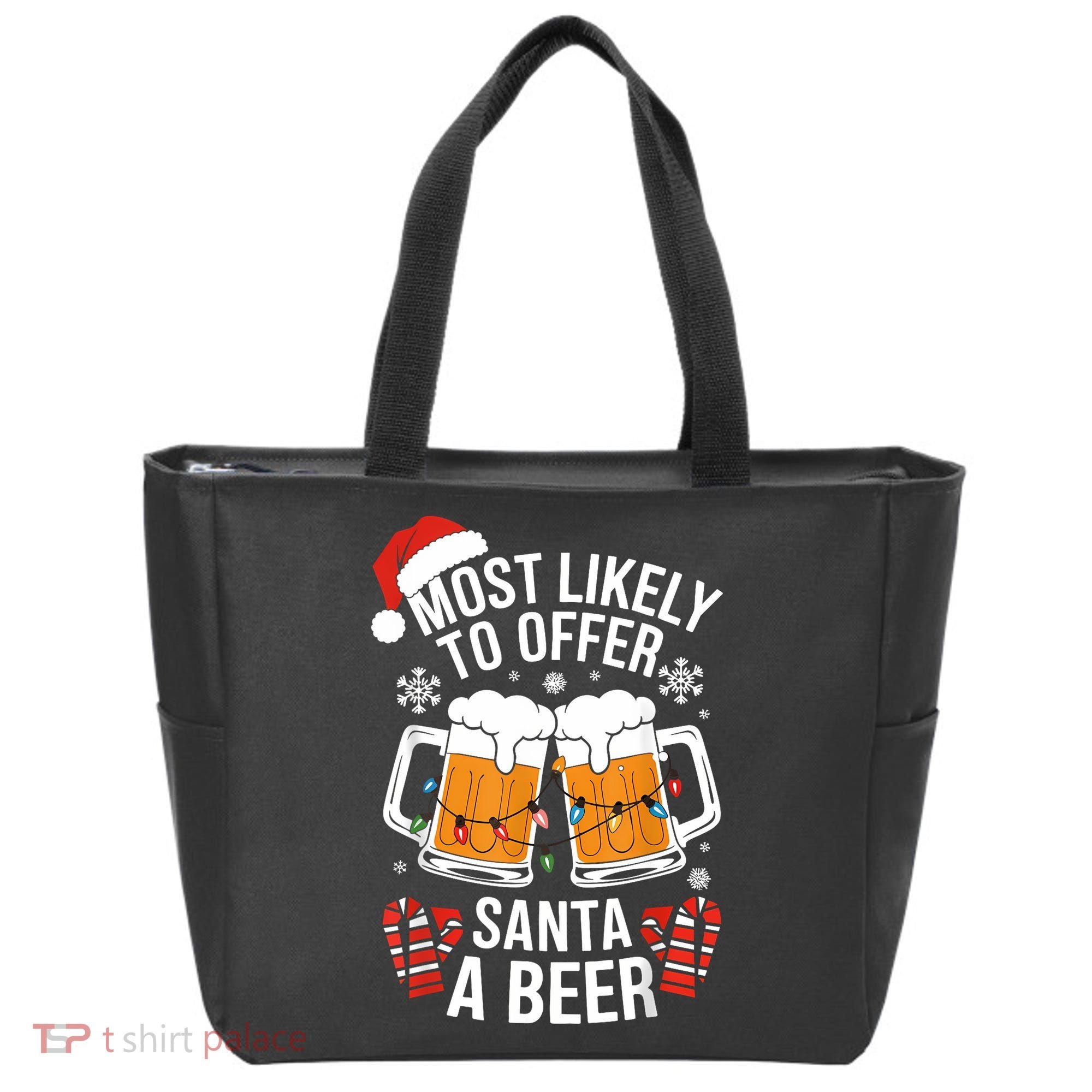 Most Likely To Offer Santa A Beer Christmas Drinking Tote Bag
