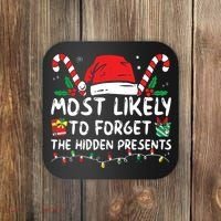 Most Likely To Forget The Hidden Presents Family Christmas Coaster thumb 0