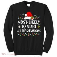 Most Likely To Start All The Shenanigans Funny Christmas Sweatshirt thumb 0