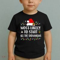 Most Likely To Start All The Shenanigans Funny Christmas Toddler T-Shirt thumb 2