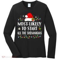 Most Likely To Start All The Shenanigans Funny Christmas Women's Long Sleeve Shirt thumb 0