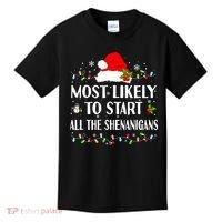 Most Likely To Start All The Shenanigans Funny Christmas Kids T-Shirt thumb 0