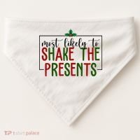 Most Likely To Shake The Presents Christmas USA-Made Doggie Bandana thumb 0