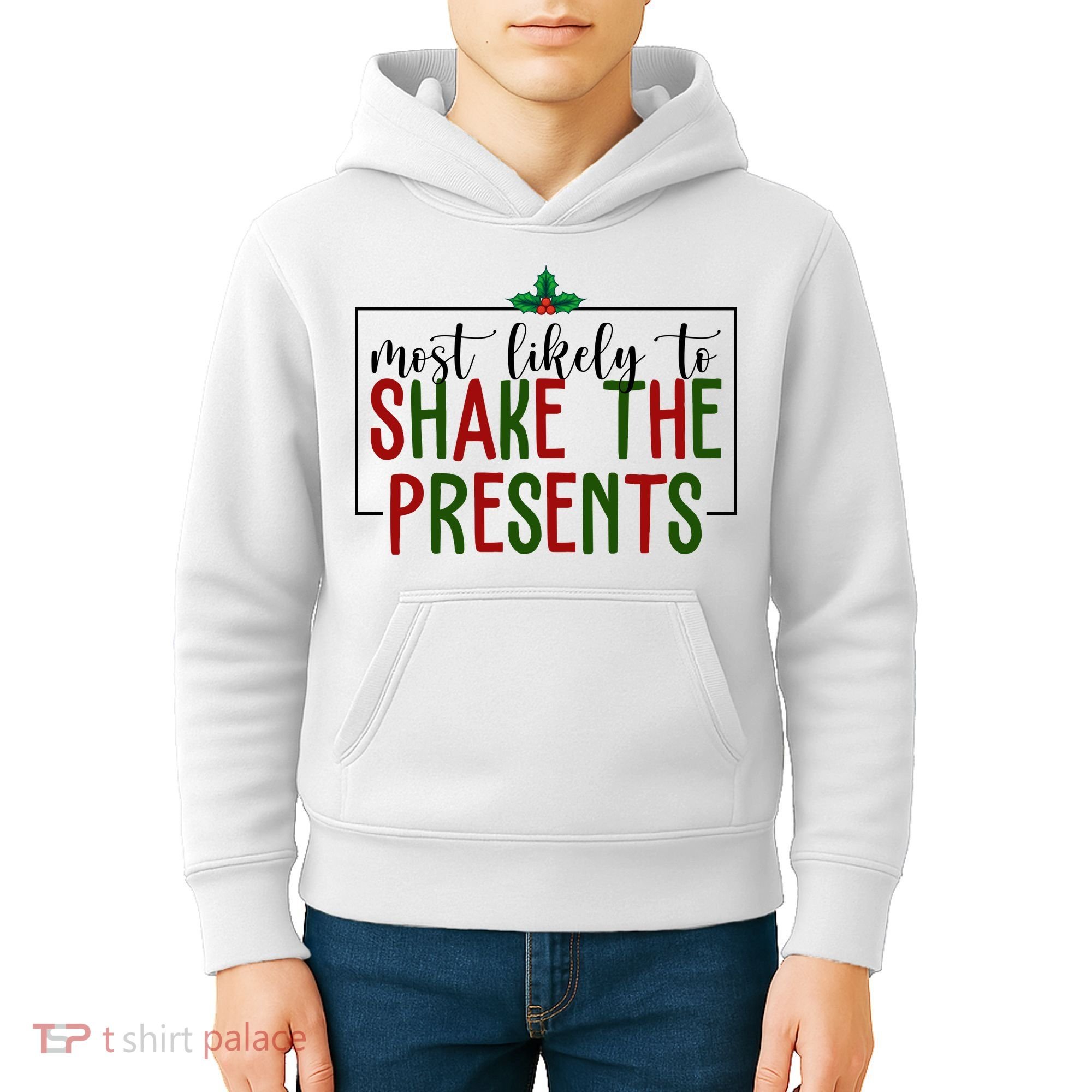 Most Likely To Shake The Presents Christmas Kids Hoodie