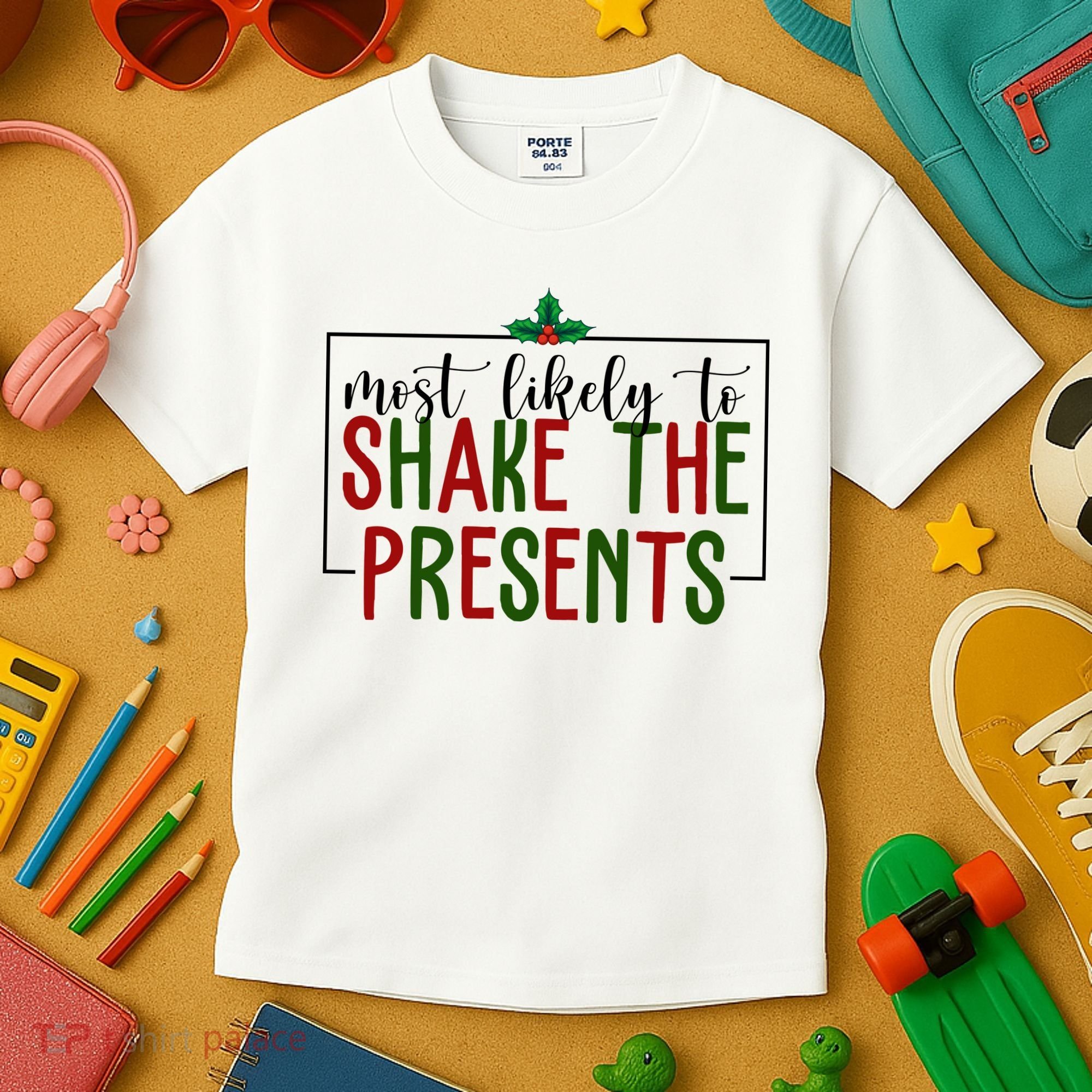 Most Likely To Shake The Presents Christmas Kids T-Shirt