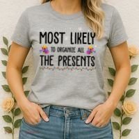 Most Likely To Organize All The Presents Funny Christmas Women's T-Shirt thumb 2