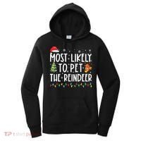 Most Likely To Pet The Reindeer Funny Christmas Women's Hoodie thumb 0
