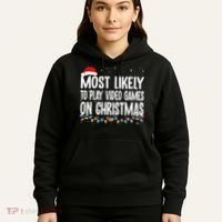 Most Likely To Play Video Games On Christmas Xmas Lights  Hoodie thumb 5