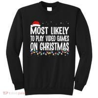 Most Likely To Play Video Games On Christmas Xmas Lights  Sweatshirt thumb 0