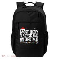 Most Likely To Play Video Games On Christmas Xmas Lights  Backpack thumb 0