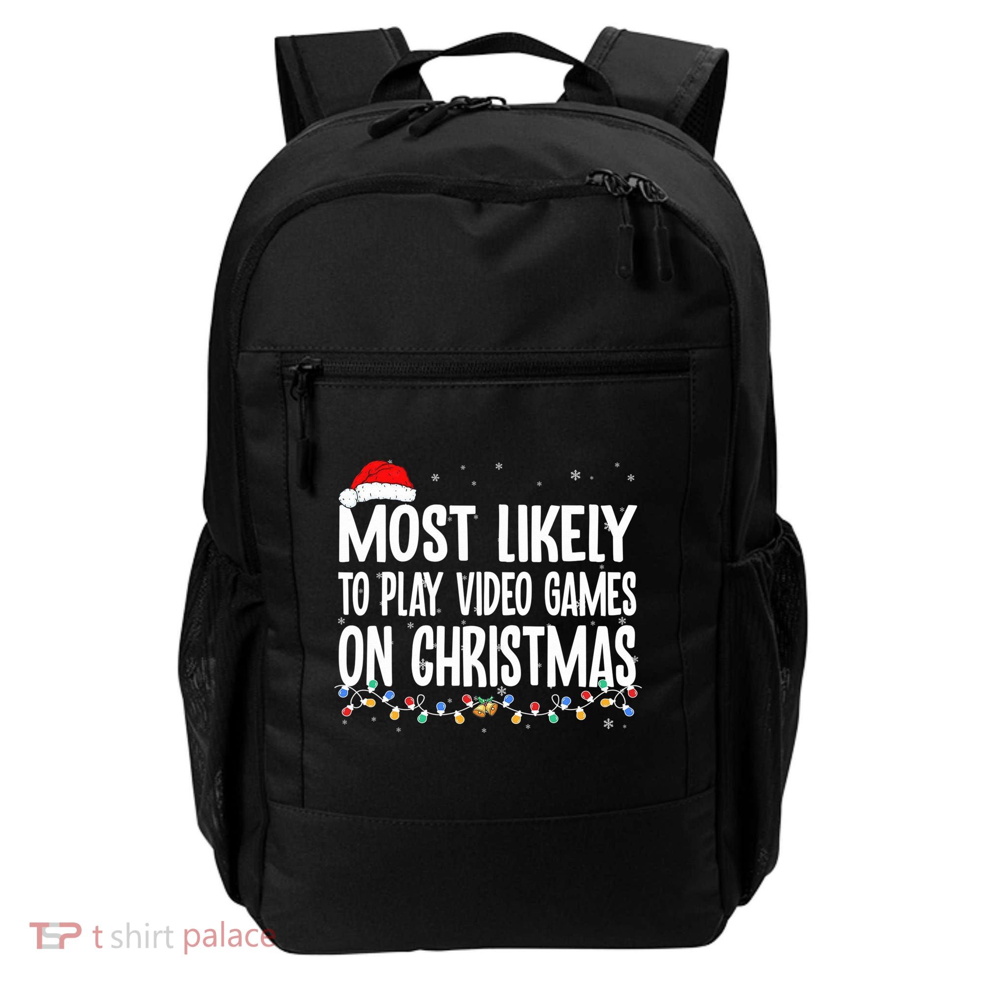 Most Likely To Play Video Games On Christmas Xmas Lights  Backpack