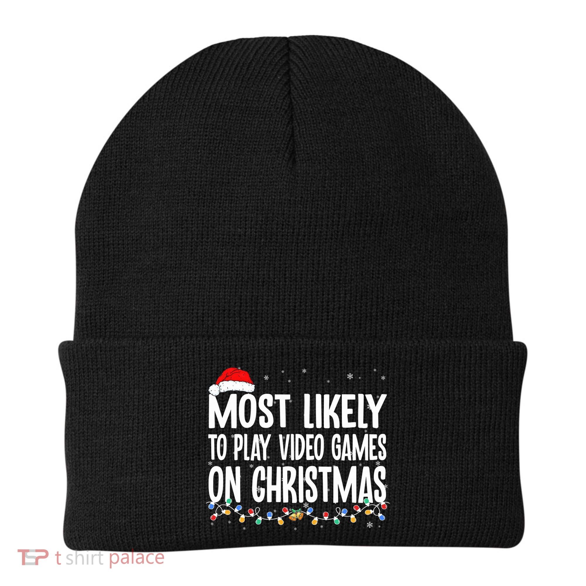 Most Likely To Play Video Games On Christmas Xmas Lights  Beanie