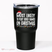Most Likely To Play Video Games On Christmas Xmas Lights  Tumbler thumb 0