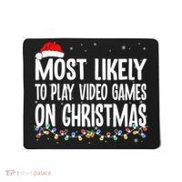 Most Likely To Play Video Games On Christmas Xmas Lights  Mousepad thumb 0