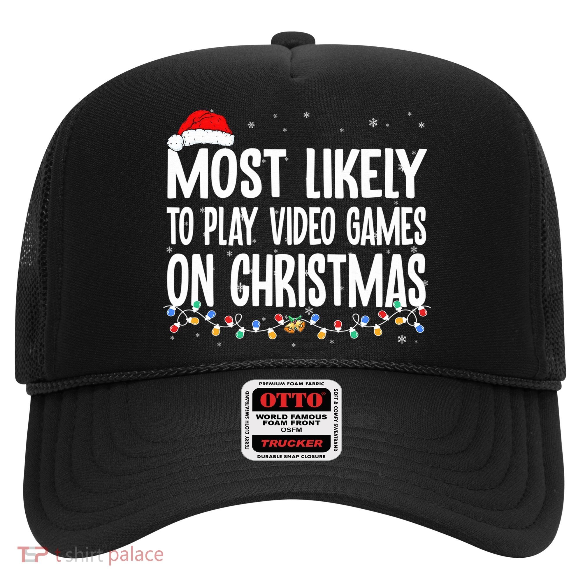 Most Likely To Play Video Games On Christmas Xmas Lights  Hat