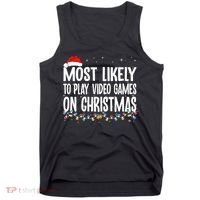 Most Likely To Play Video Games On Christmas Xmas Lights  Tank Top thumb 0