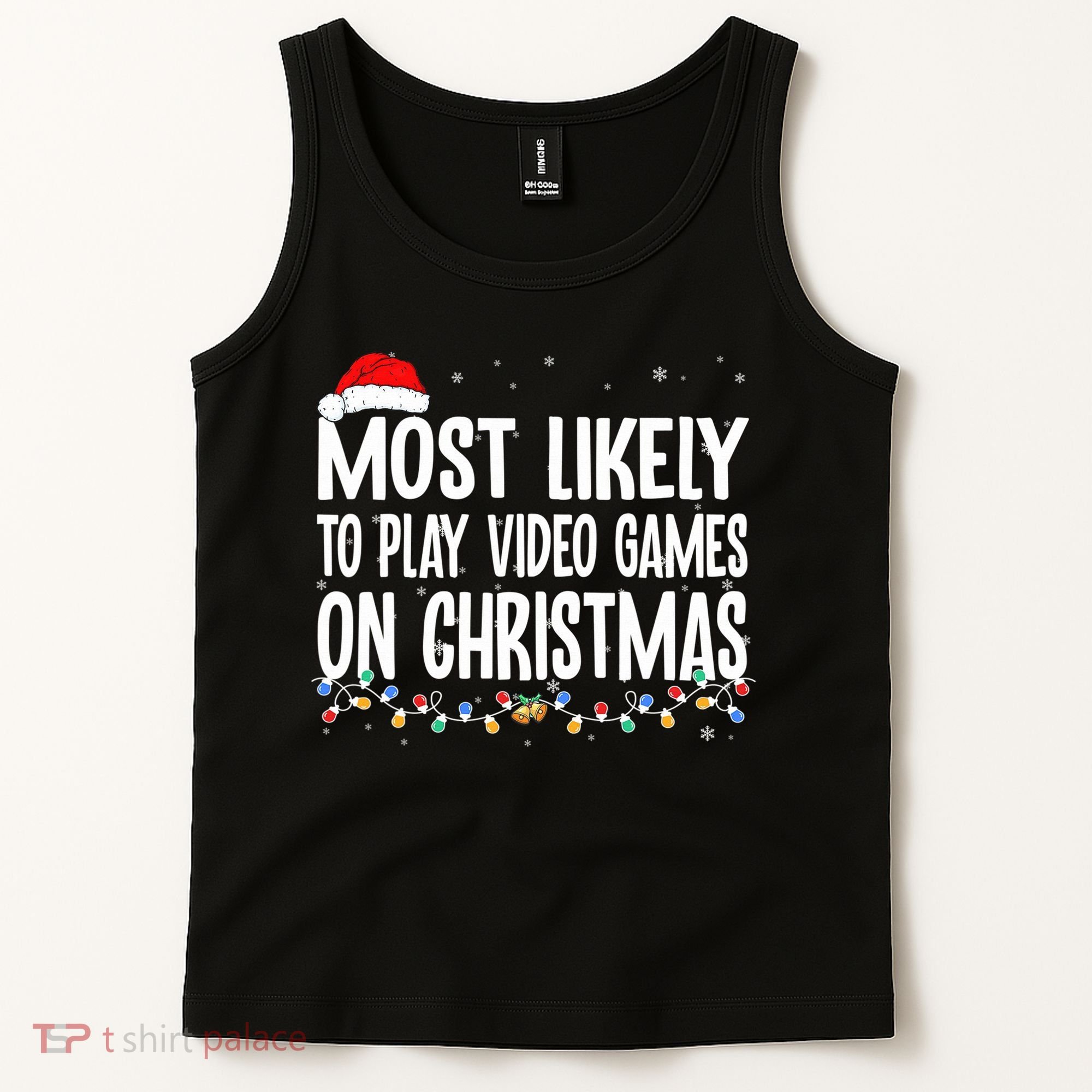 Most Likely To Play Video Games On Christmas Xmas Lights  Tank Top