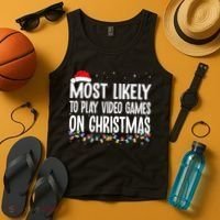 Most Likely To Play Video Games On Christmas Xmas Lights  Tank Top thumb 4