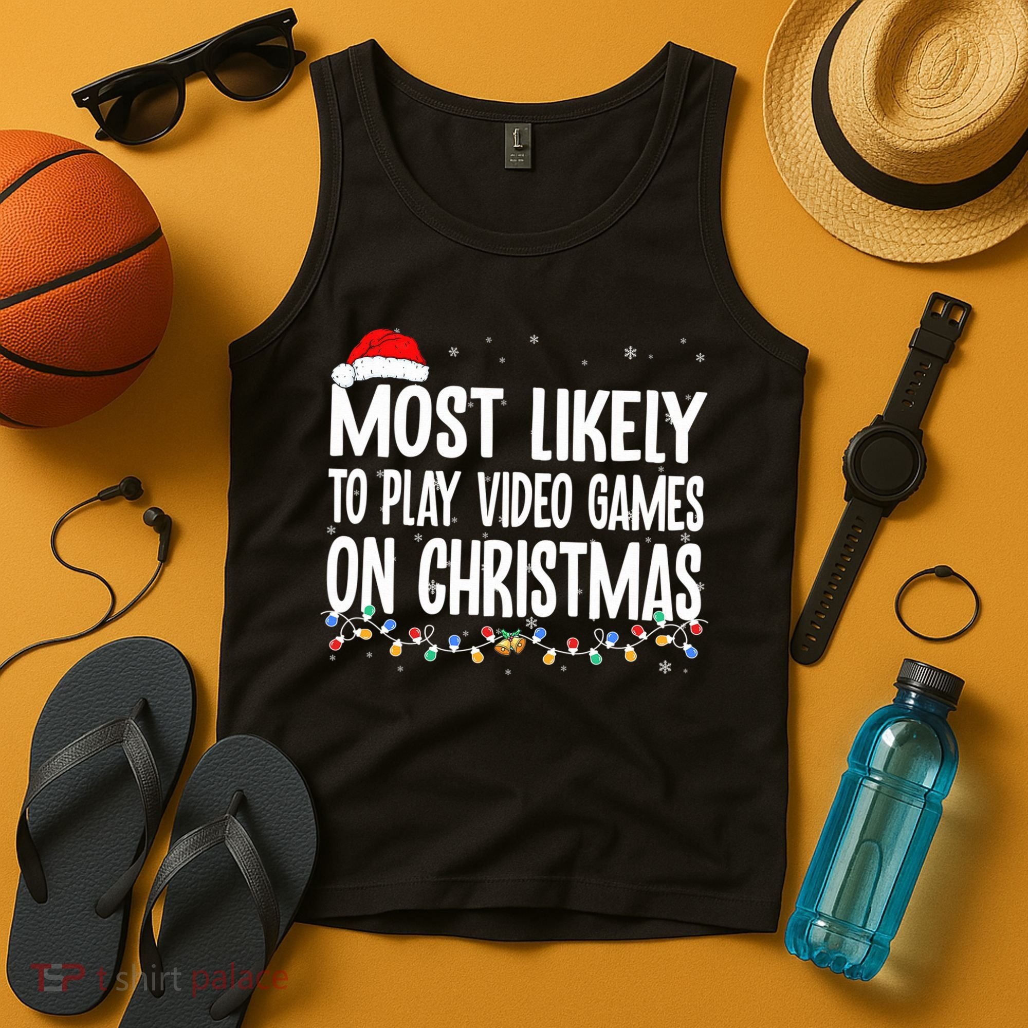 Most Likely To Play Video Games On Christmas Xmas Lights  Tank Top