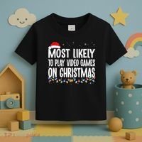 Most Likely To Play Video Games On Christmas Xmas Lights  Toddler T-Shirt thumb 3