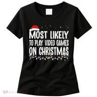 Most Likely To Play Video Games On Christmas Xmas Lights  Women's T-Shirt thumb 0