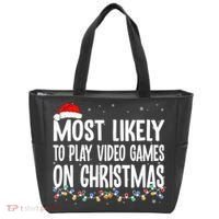 Most Likely To Play Video Games On Christmas Xmas Lights  Tote Bag thumb 0