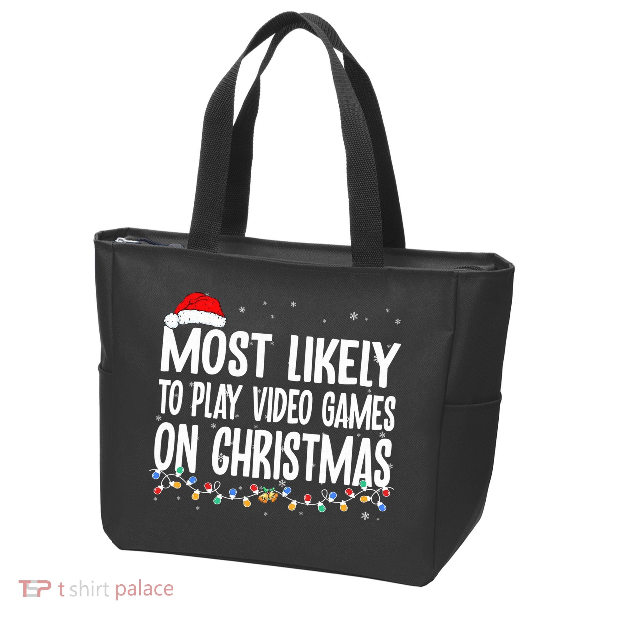 Most Likely To Play Video Games On Christmas Xmas Lights  Tote Bag