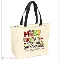 Most Likely To Start The Shenanigans Christmas Family Xmas Tote Bag thumb 2