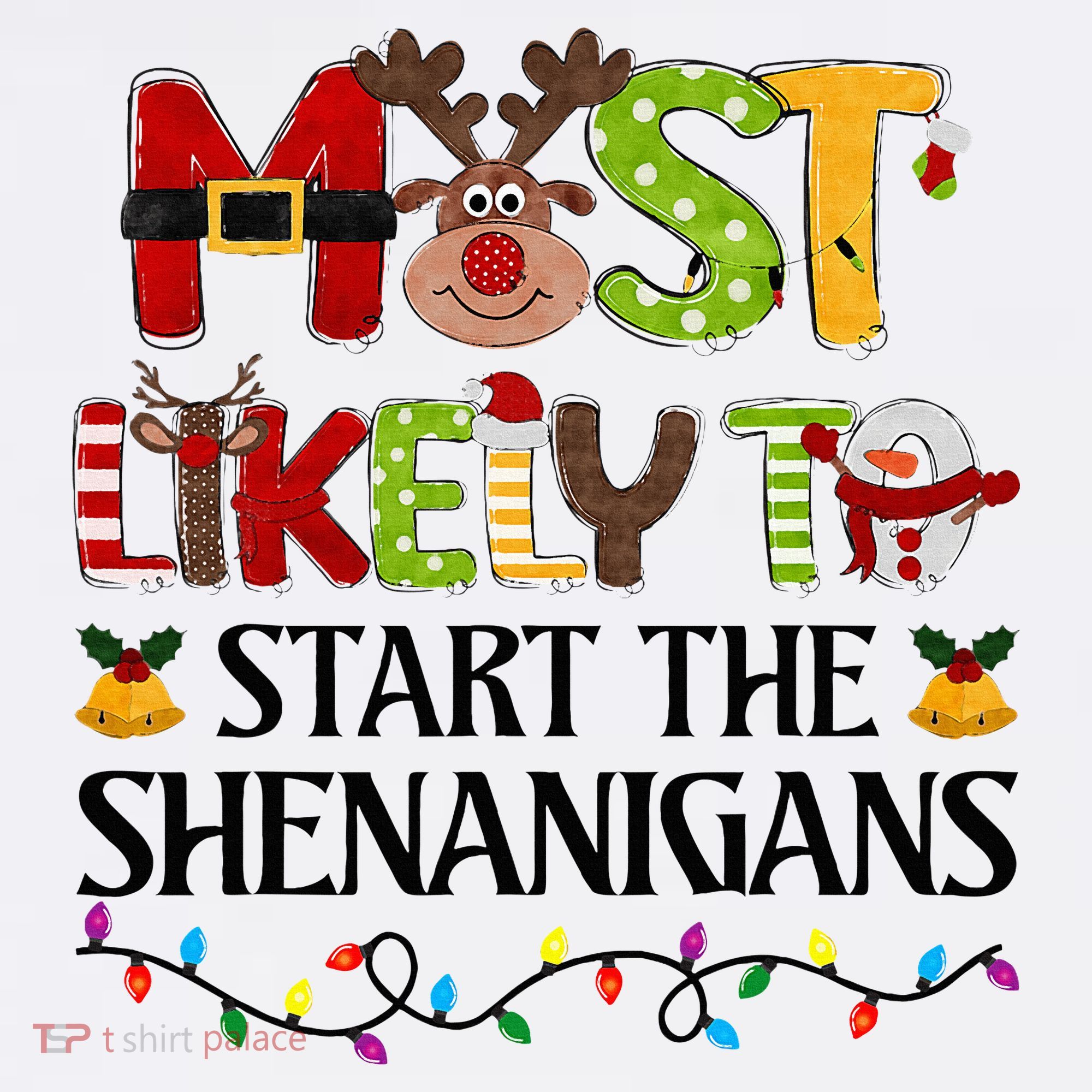 Most Likely To Start The Shenanigans Christmas Family Xmas Women's Hoodie